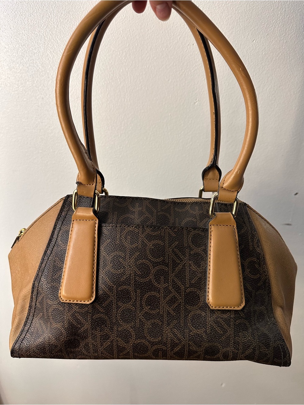 Calvin Klein Brown Monogram Saddle Bag